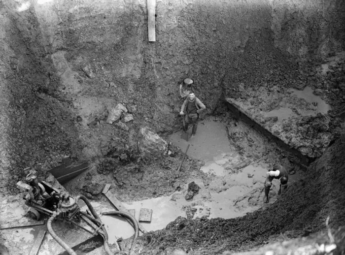 Framed Print : Excavations for new Uxbridge underground station 1936