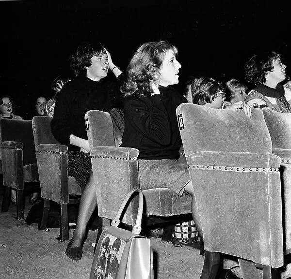 Excited female Beatles fans at a Sheffield concert. 2nd November 1963