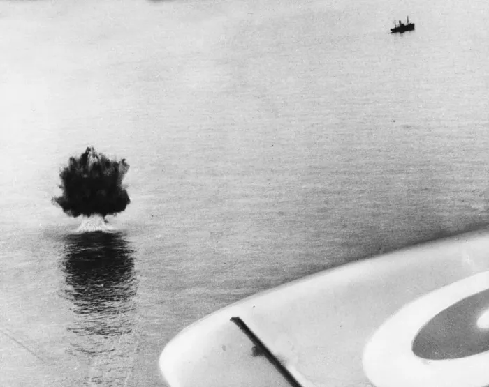 Framed Print : A mine exploded in the north sea by machine gun fire from British reconnaissance aircraft Framed Print : A mine exploded in the north sea by machine gun fire from British reconnaissance aircraft