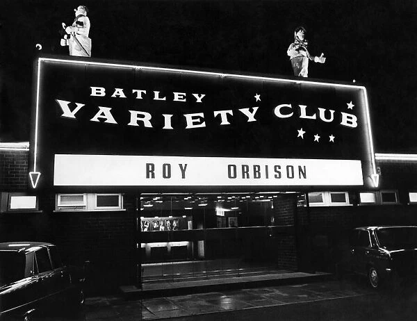 Exterior of the Batley Variety Club, preparing for the performance of Roy Orbison