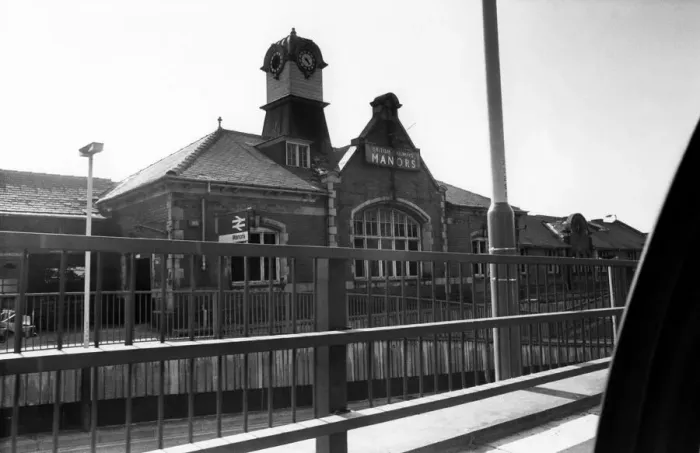 Framed Print : The exterior of the now derelict Manors Railway Station in Newcastle on 1st July 1985 Framed Print : The exterior of the now derelict Manors Railway Station in Newcastle on 1st July 1985