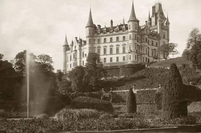 Framed Print : Exterior Dunrobin Castle Golspie Sutherland Scotland extensive gardens topiary Framed Print : Exterior Dunrobin Castle Golspie Sutherland Scotland extensive gardens topiary