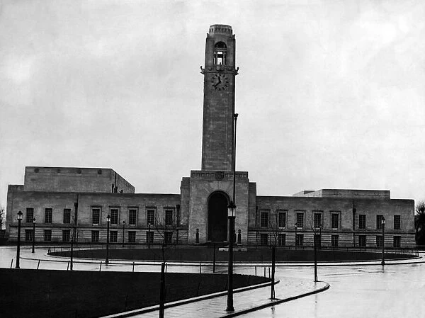 An exterior view of Swanseas Civic Centre. Swansea, Wales. 16th June 1938