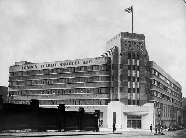 Exterior view of Victoria Coach Station in Central London, March 1932