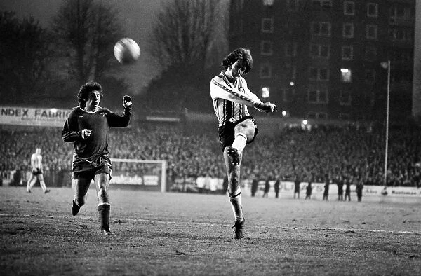 F. A. Cup. Southampton (1) vs. Chelsea (1). Nick Holmes shoots watched by Ian Britton