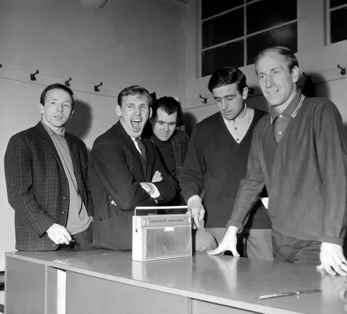 Framed Print : FA Cup Draw - Manchester United Players including Nobby Stiles Pat Crerand Framed Print : FA Cup Draw - Manchester United Players including Nobby Stiles Pat Crerand