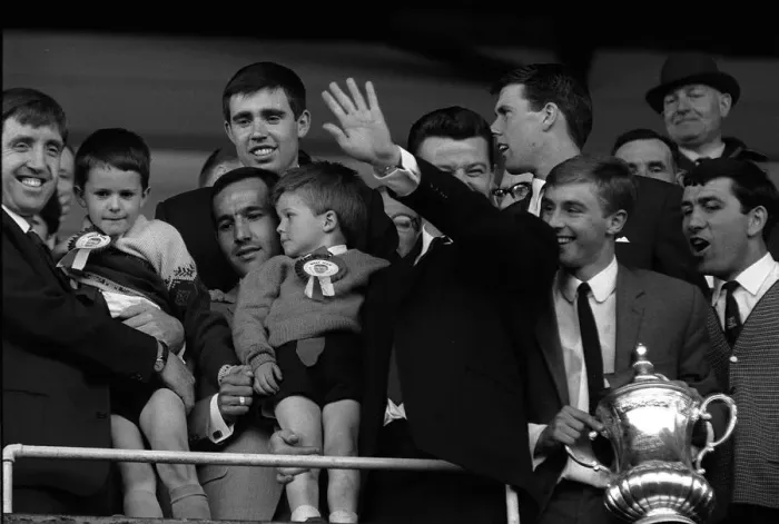Framed Print : FA Cup Final 1964 John Bond with some of the West Ham team in the stand at Upton Park Framed Print : FA Cup Final 1964 John Bond with some of the West Ham team in the stand at Upton Park