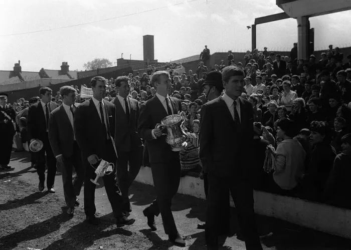 Framed Print : FA Cup Final 1964 West Ham team parade the FA Cup around Upton Park after taking it Framed Print : FA Cup Final 1964 West Ham team parade the FA Cup around Upton Park after taking it