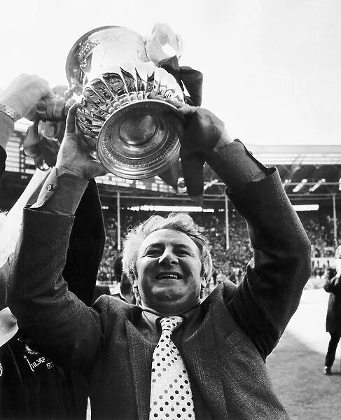 FA Cup Final 1977 Manchester United manager Tommy Docherty with cup after victory over