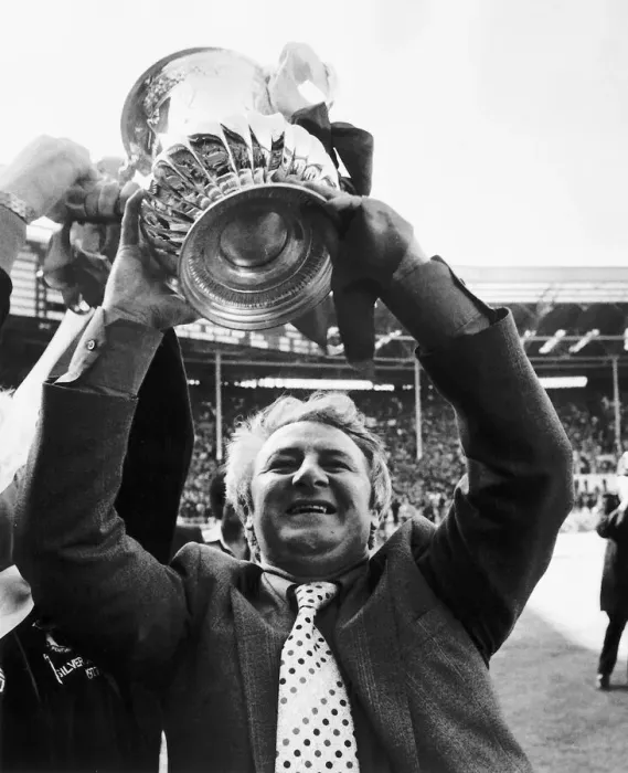Framed Print : FA Cup Final 1977 Manchester United manager Tommy Docherty with cup after victory over Framed Print : FA Cup Final 1977 Manchester United manager Tommy Docherty with cup after victory over