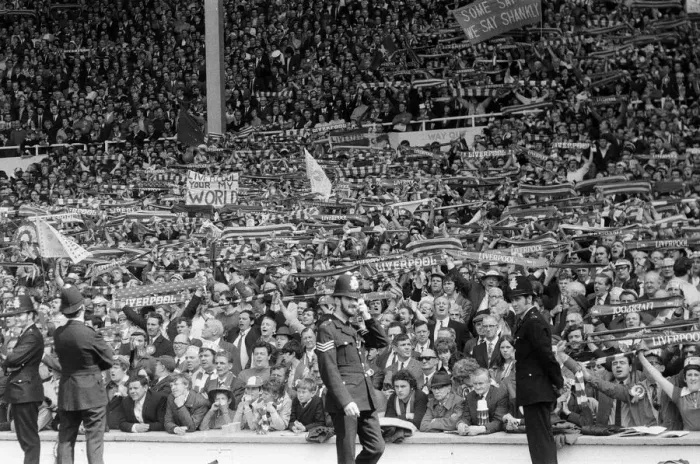 Framed Print : FA Cup Final at Wembley Stadium. Arsenal v Liverpool. Pictured, crowd scenes Framed Print : FA Cup Final at Wembley Stadium. Arsenal v Liverpool. Pictured, crowd scenes