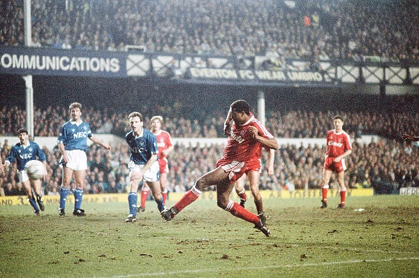 FA Cup Fourth Round Replay match at Goodison Park. Everton 4 v Liverpool 4 after