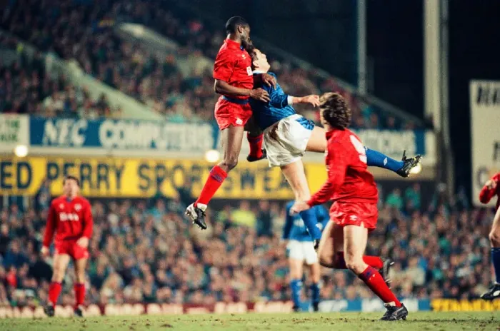 Framed Print : FA Cup Replay. Everton 1 v. Oldham Athletic 1. 21st February 1990 Framed Print : FA Cup Replay. Everton 1 v. Oldham Athletic 1. 21st February 1990