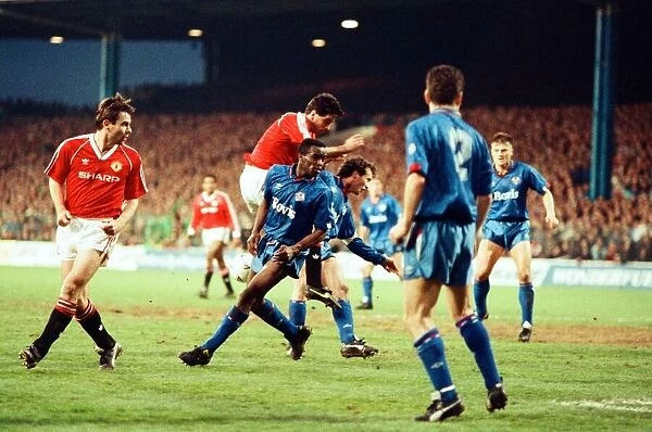 FA Cup Replay. Manchester United 2 v. Oldham Athletic 1. 11th April 1990