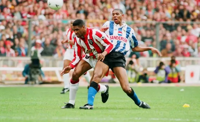 Framed Print : FA Cup Semi Final at Wembley Stadium. Sheffield Wednesday 2 v Sheffield United 1