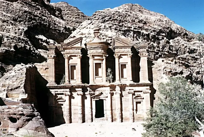Framed Print : Facade of the Deir or Monastery temple in the ruins of Petra Southern Jordan Palestine Framed Print : Facade of the Deir or Monastery temple in the ruins of Petra Southern Jordan Palestine