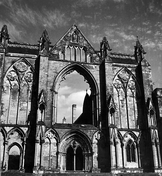 The facade of Newstead Abbey, nine miles from Nottingham. Circa 1950