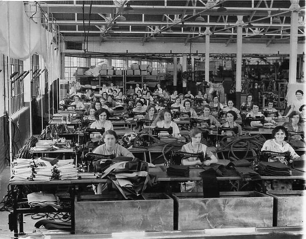 A factory scene in 1935 showing women and their Singer sowing machines