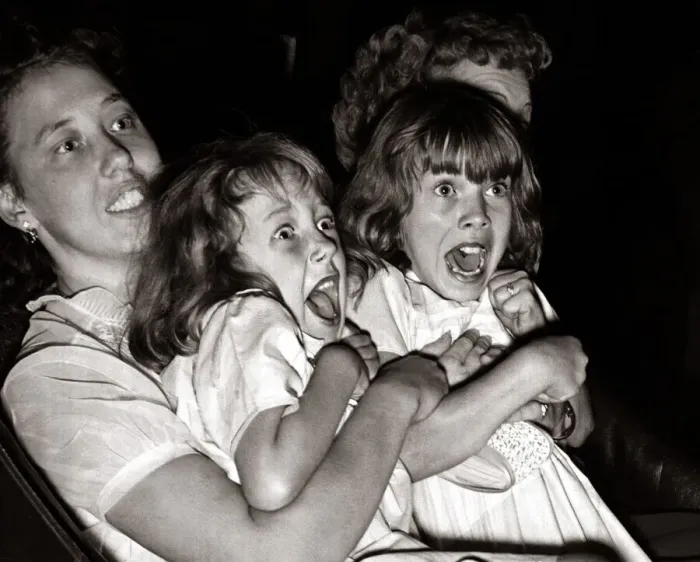 Framed Print : Fairground Rides - The Ghost Train - April 1954 Frightened children screaming as Framed Print : Fairground Rides - The Ghost Train - April 1954 Frightened children screaming as