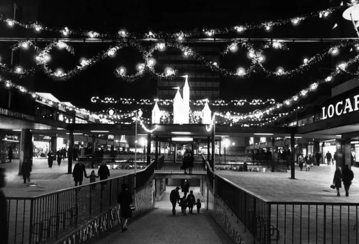 Framed Print : The fairy land look of the Lower Precinct, Coventry, after the Lord Mayor, Alderman E. J