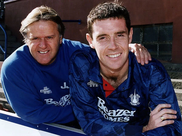 Falkirk footballer David Weir with Jim Jefferies. Circa October 1994