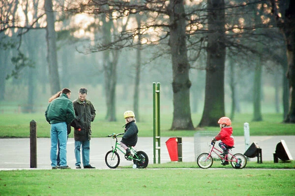 Families, day out at Stewart Park, Marton, Middlesbrough, England, 28th December 1993
