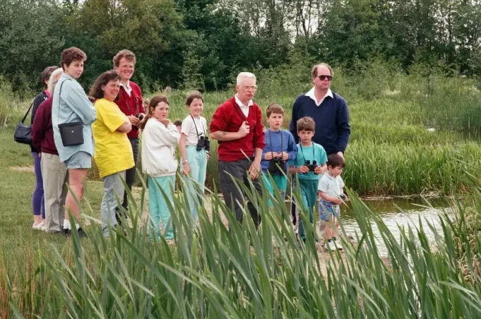Framed Print : Families enjoy bird watching at Billingham Beck Country Park. 30th May 1994