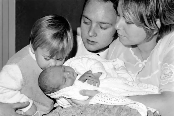 Framed Print : Families: Unusual: Mother and father with new born baby boy, after a 12 month pregnancy Framed Print : Families: Unusual: Mother and father with new born baby boy, after a 12 month pregnancy
