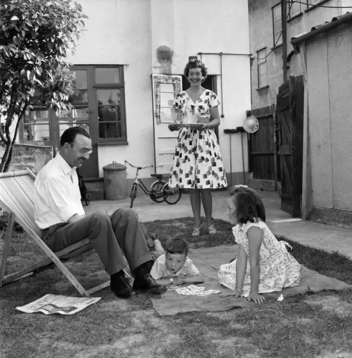 Framed Print : Family at home: Mr. and Mrs. Atkins, (Christian names Thelma and Derek Framed Print : Family at home: Mr. and Mrs. Atkins, (Christian names Thelma and Derek