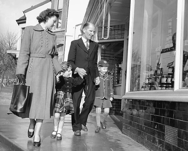 Family out shopping 1st February 1954