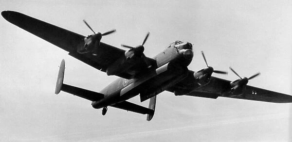 The famous Avro Lancaster bomber in flight at RAF Scampton. 20th May 1980