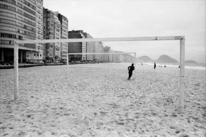 Framed Print : Even the famous Copocabana beach Rio De Janeiro is stringed with football posts Framed Print : Even the famous Copocabana beach Rio De Janeiro is stringed with football posts