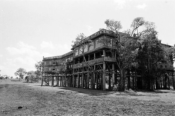 The famous Treetops Hotel at Aberdare National Park in Kenya. February 1971