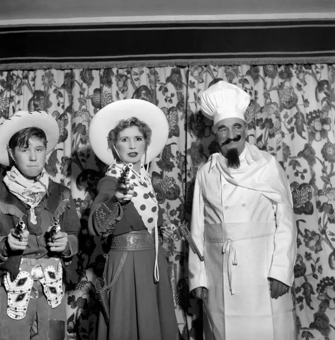 Framed Print : Fancy Dress - Sir Bernard and Lady Docker with Mrs. Royce Turner. January 1953 D23 Framed Print : Fancy Dress - Sir Bernard and Lady Docker with Mrs. Royce Turner. January 1953 D23
