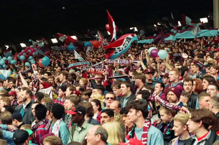 Framed Print : Fans in the Holte End stand in the final game before it was demolished Framed Print : Fans in the Holte End stand in the final game before it was demolished