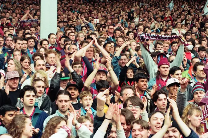Framed Print : Fans in the Holte End stand in the final game before it was demolished