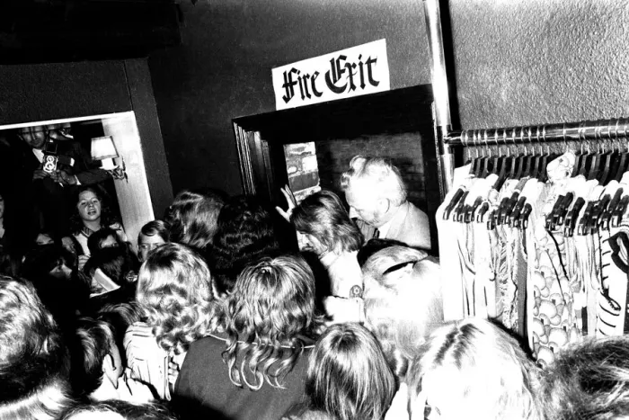 Framed Print : Fans mobbed Ebenezers Boutique in Silver Street, Durham when Adam Faith came to open it