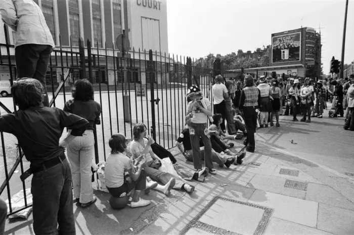 Framed Print : Fans of pop group Slade get ready for the invasion of Earls Court tonight where the group Framed Print : Fans of pop group Slade get ready for the invasion of Earls Court tonight where the group