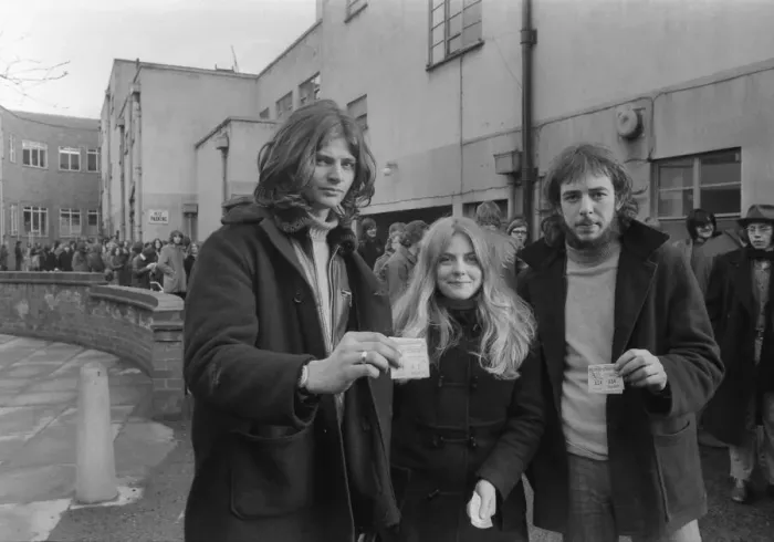 Framed Print : Fans queue to buy concert tickets at Coventry Theatre where The Rolling Stones will be