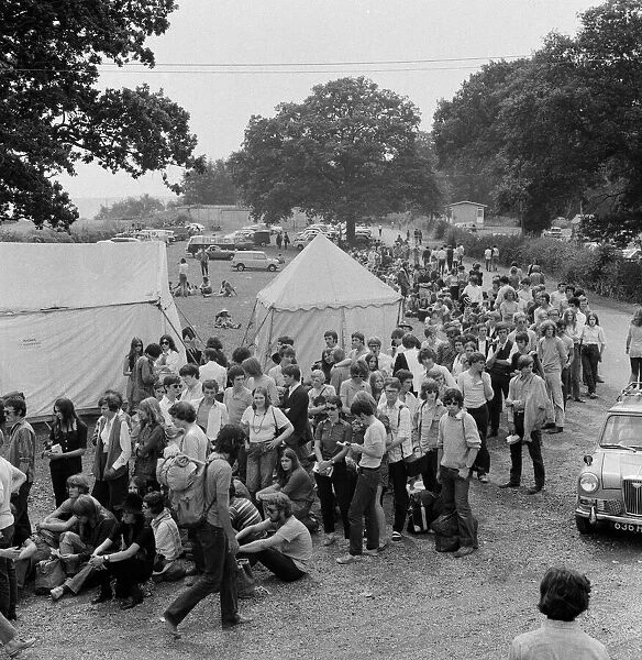 Fans queuing for the Jazz and Pop Festival, held at Plumpton Racecourse, East Sussex