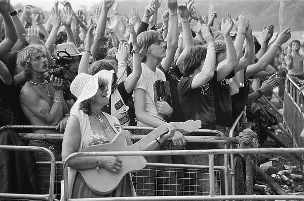 Fans of Wishbone Ash see their group perform at The Reading Festival, 1981