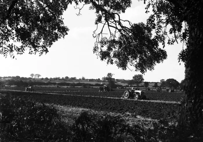 Framed Print : Farmers on their Ferguson TE tractors competing in the Forest of Arden ploughing match