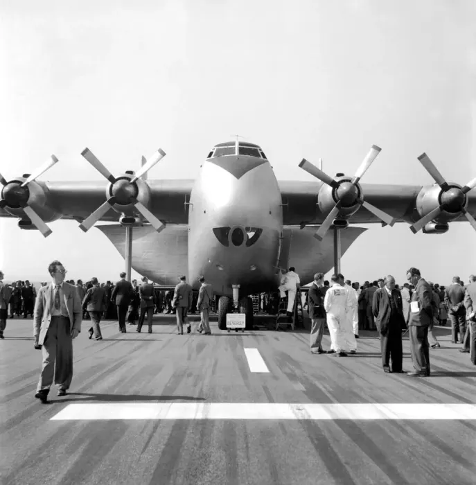 Framed Print : Farnborough Airshow 1953. The Blackburn Military transport Plane parked on the runway Framed Print : Farnborough Airshow 1953. The Blackburn Military transport Plane parked on the runway