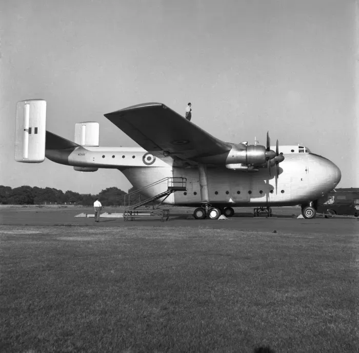 Framed Print : Farnborough Airshow 1953. The Blackburn Military transport Plane parked on the runway Framed Print : Farnborough Airshow 1953. The Blackburn Military transport Plane parked on the runway