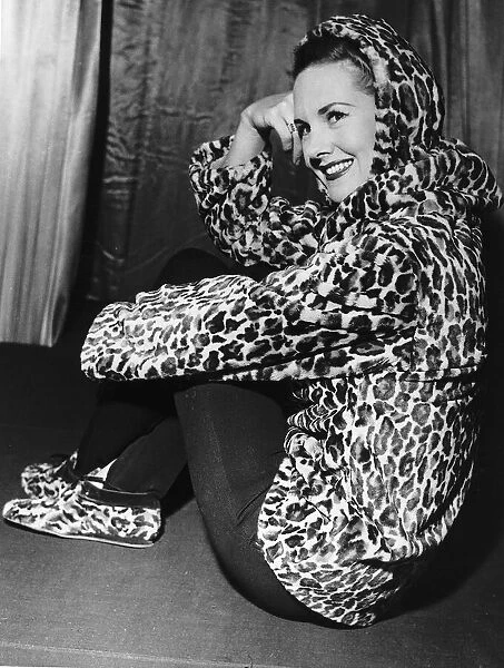 Fashion 1950 Ocelot jacket hood and matching shoes November 1955