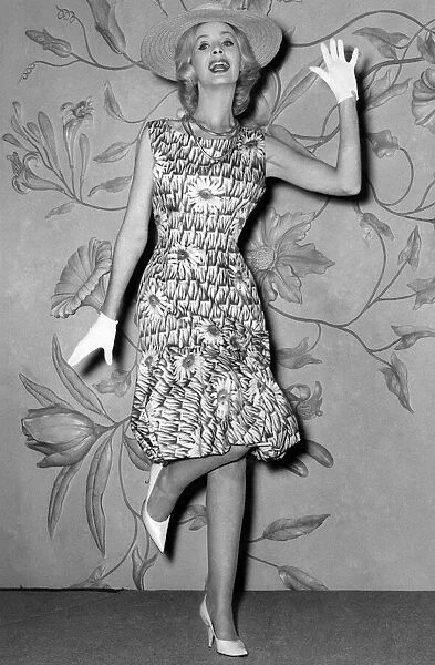 Fashion 1960 s. A green printed Calpreta drip dry dress by #21259437