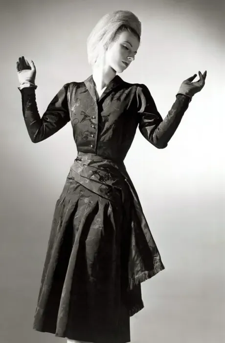 Framed Print : Fashion - Afternoon Dress - 1940s A Black afternoon dress by Bainca mosca