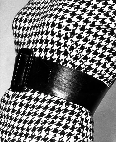 Fashion August 1958 Model from 1950s wearing a checked body suit  /  bodice with a