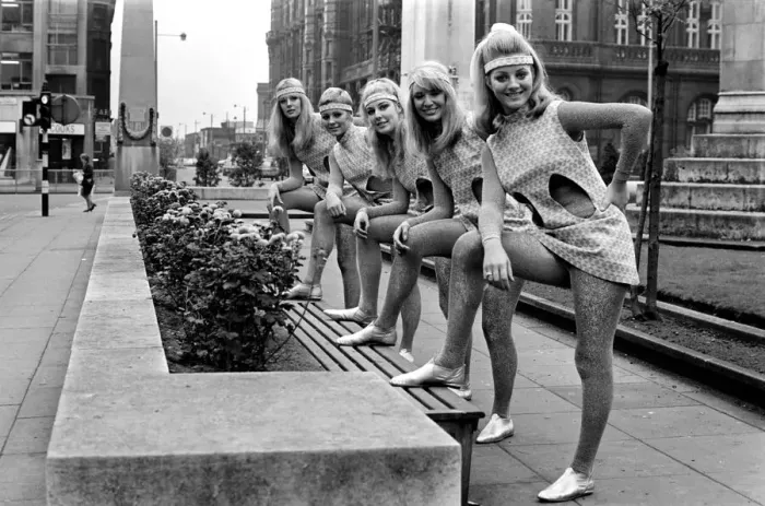 Framed Print : Fashion: Clothing: Girls are pictured modeling the usheretts dress of the future designed Framed Print : Fashion: Clothing: Girls are pictured modeling the usheretts dress of the future designed