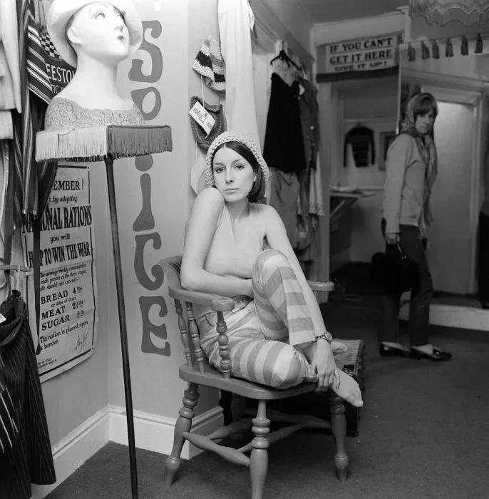 Framed Print : Fashion, July 1965 Jackie Cryer sitting in the Spice No Framed Print : Fashion, July 1965 Jackie Cryer sitting in the Spice No